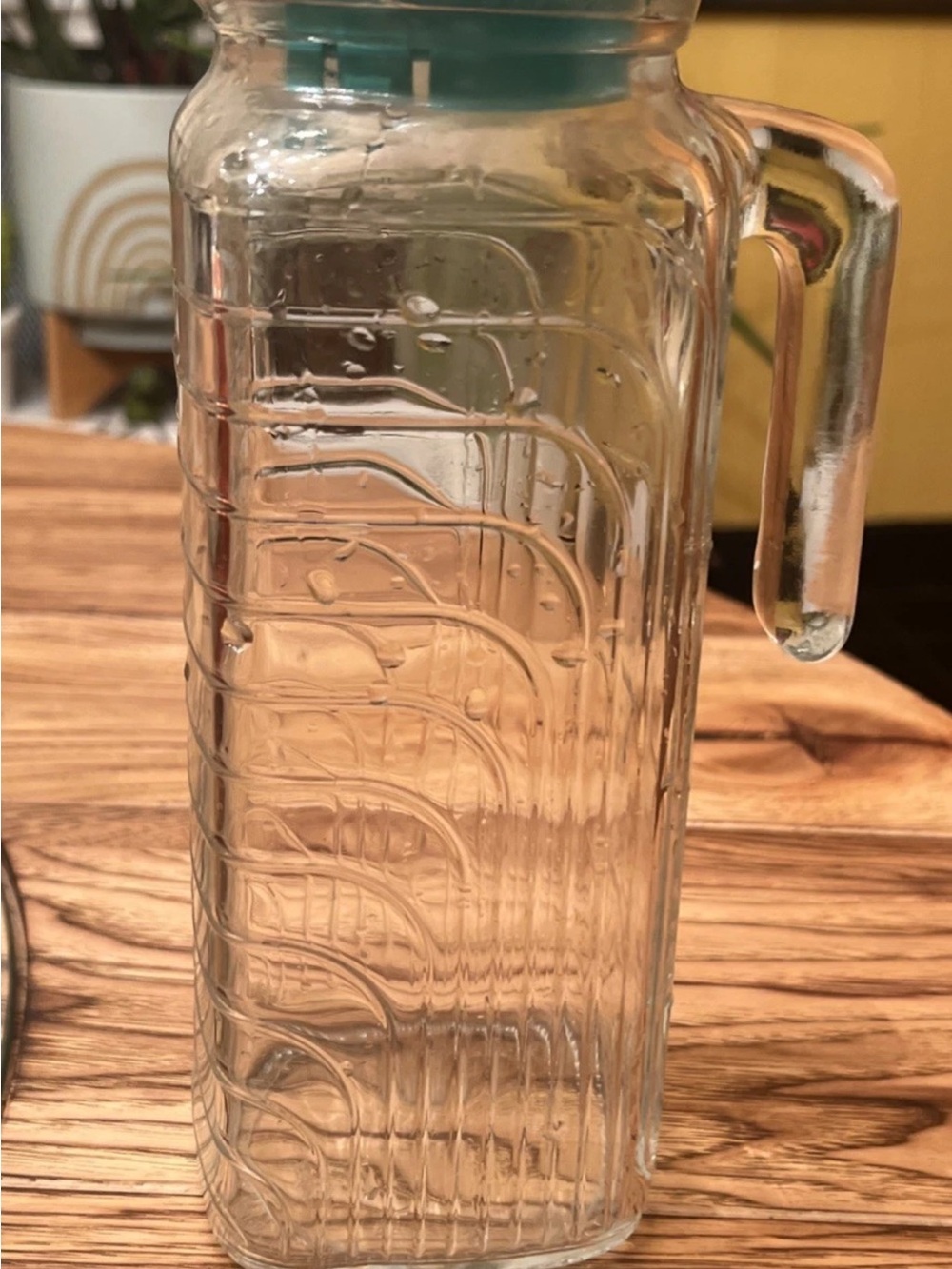 Vintage Frigoverre Bormioli Rocco Italy Liter Square Aqua Lidded Glass Pitcher